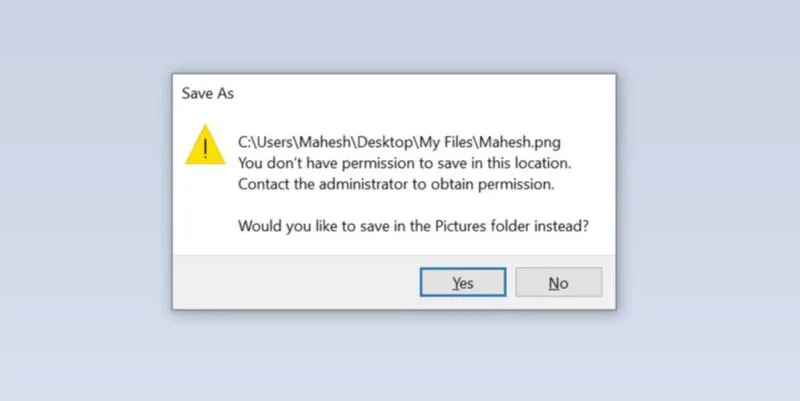 You dont have permission to save in this location 22