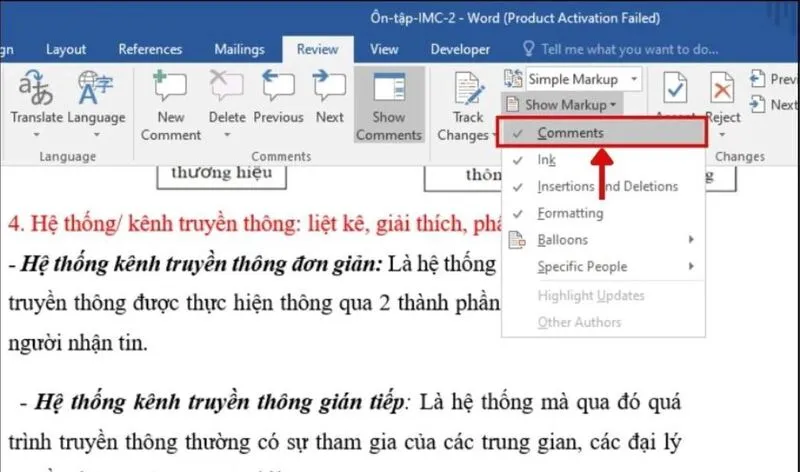 Cach tat comment trong word 35