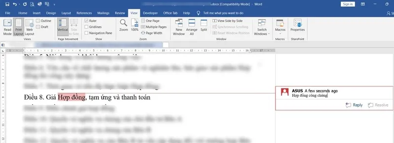 Cach tat comment trong word 9