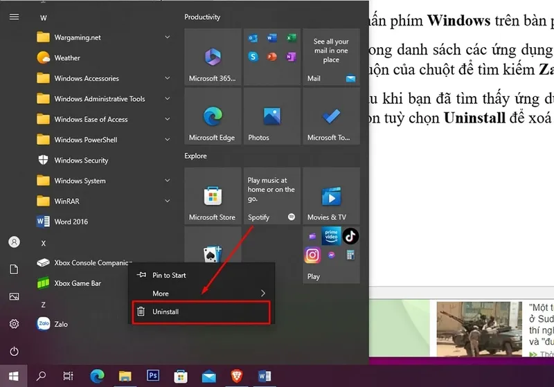 Cach xoa ung dung tren may tinh Windows 10 27