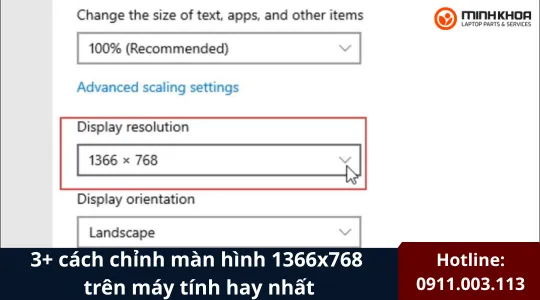 Chinh man hinh 1366x768 tren máy tính 3