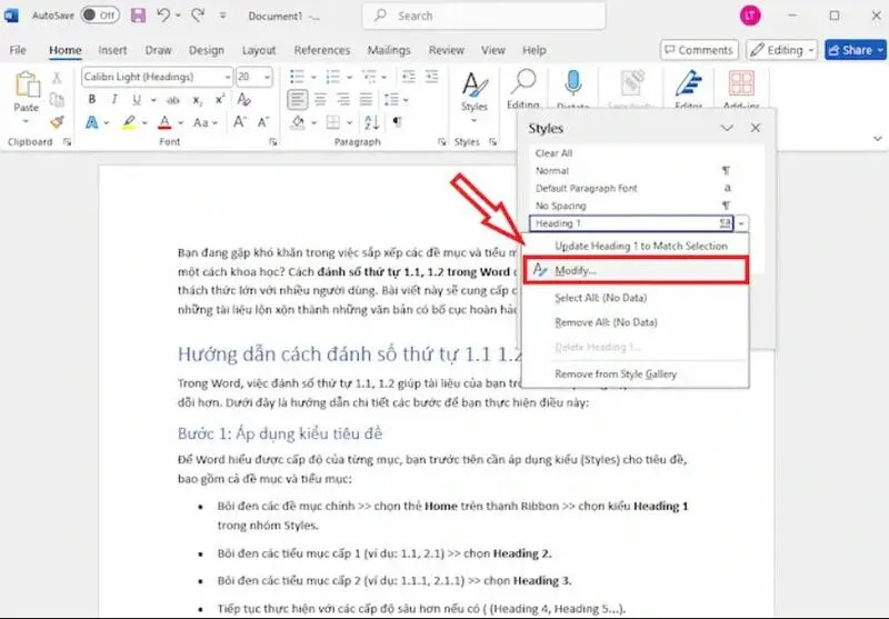 Danh so thu tu 1.1 1.2 trong Word 22