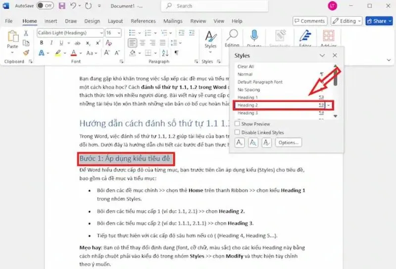 Danh so thu tu 1.1 1.2 trong Word 26
