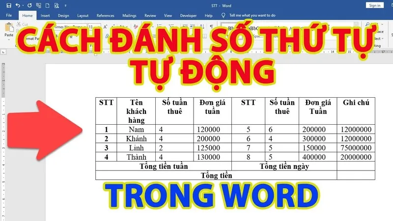 Danh so thu tu 1.1 1.2 trong Word 7