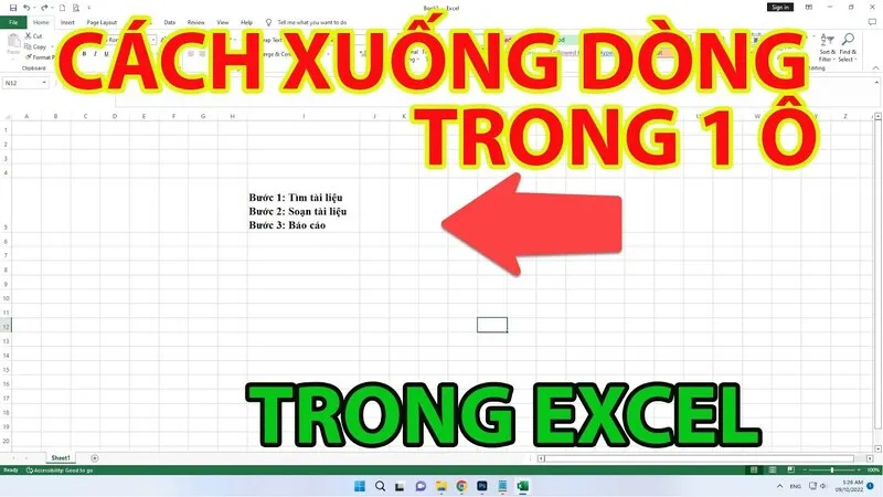 Xuong dong trong o Excel 10