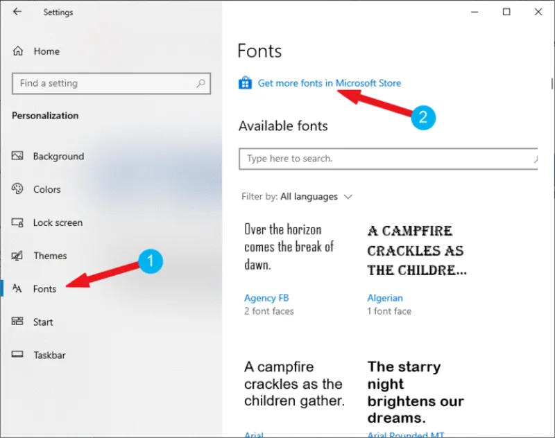 Font full win 10 13