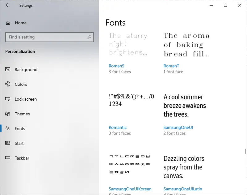Font full win 10 17