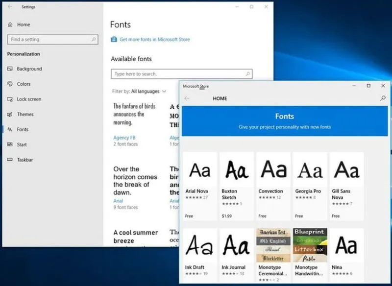 Font full win 10 7