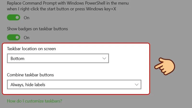 Chinh thanh taskbar xuong duoi 23