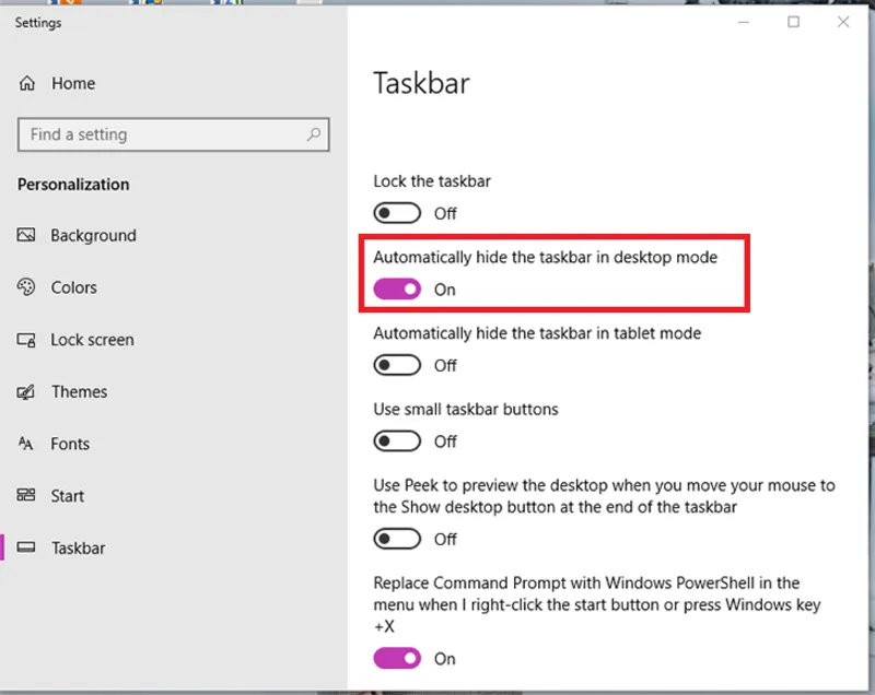 Chinh thanh taskbar xuong duoi 6