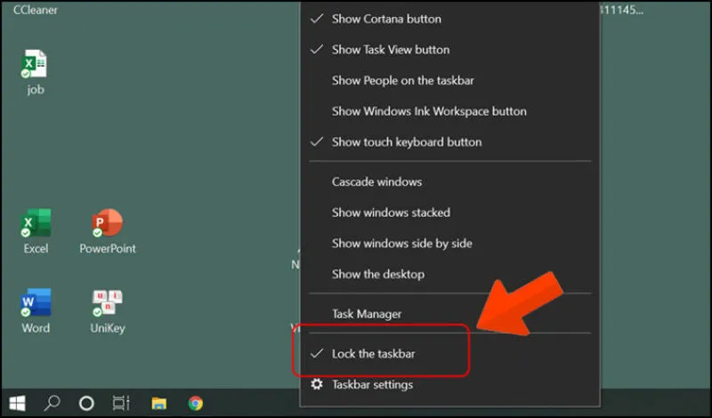 Chinh thanh taskbar xuong duoi 8