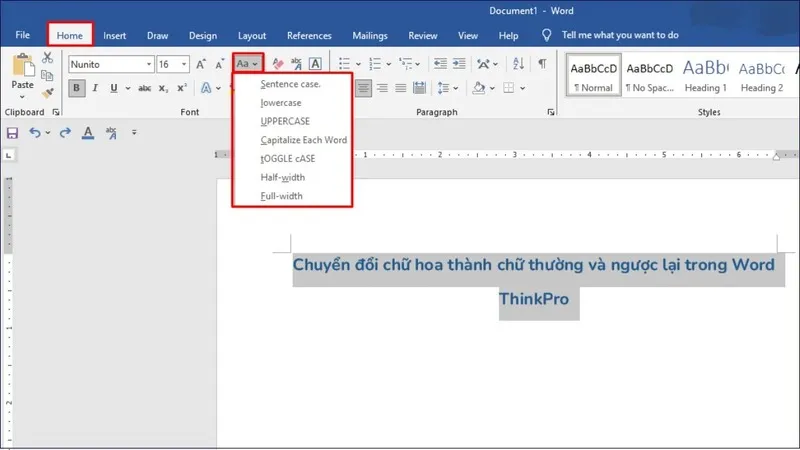 XEM NGAY! 4 cách chuyển chữ in sang thường trong word 5 Chuyen chu in sang thuong trong word 14