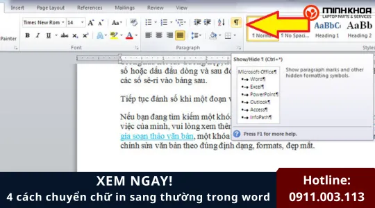 XEM NGAY! 4 cách chuyển chữ in sang thường trong word 1 Chuyen chu in sang thuong trong word 9