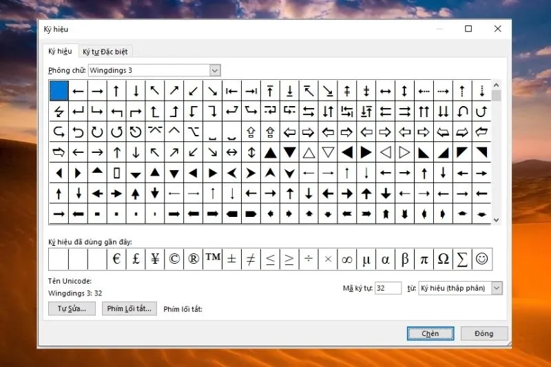 Các ký tự đặc biệt trong word 2024 (18)