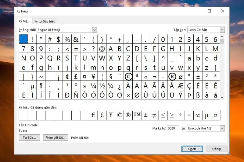 Các ký tự đặc biệt trong word 2024 (19)